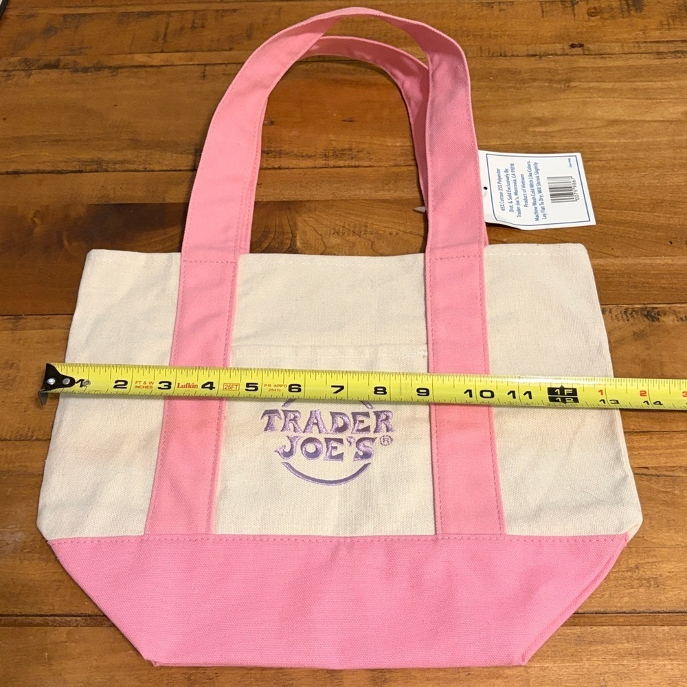 Trader Joe’s Pink and Cream Canvas Tote Bag - Picture 3 of 5